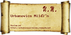 Urbanovics Milán névjegykártya