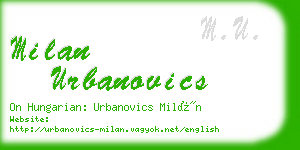 milan urbanovics business card